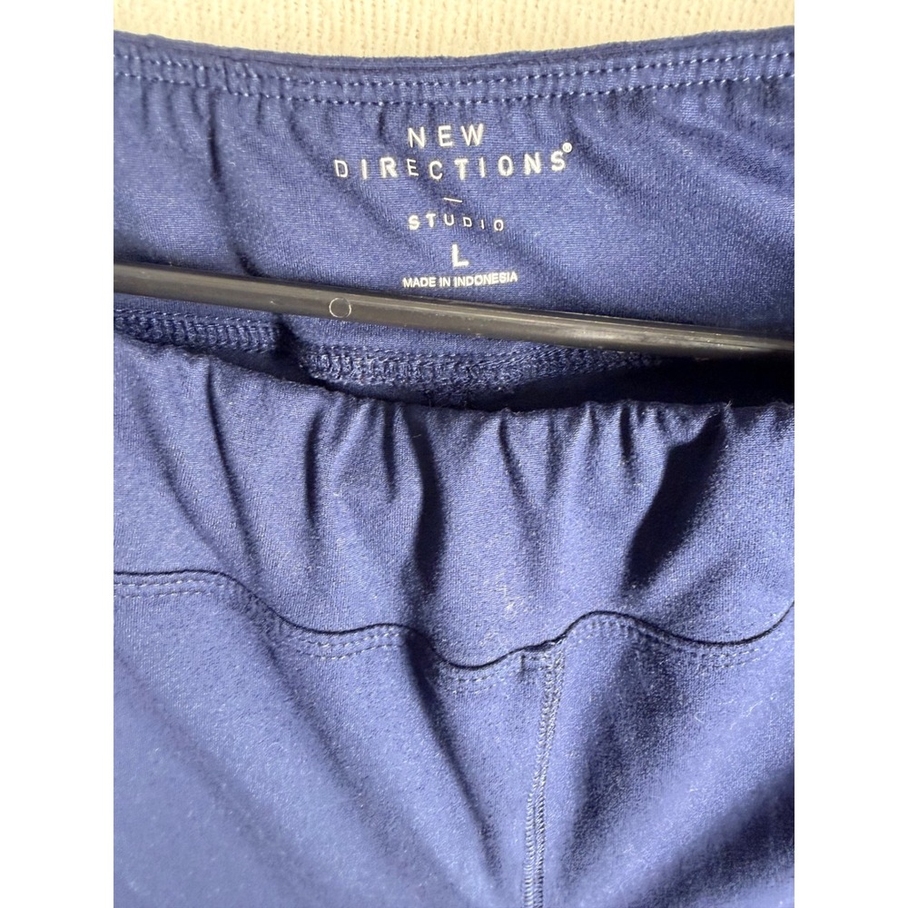 New Directions Studio Womens Navy Blue Elastic Waist Leggings Size L - Picture 4 of 8